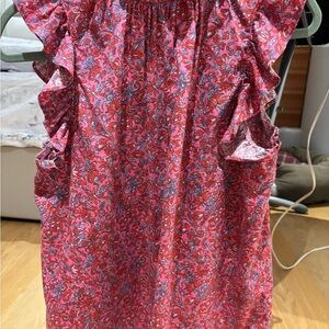 Xirena Floral Ruffle Pink and Blue Top